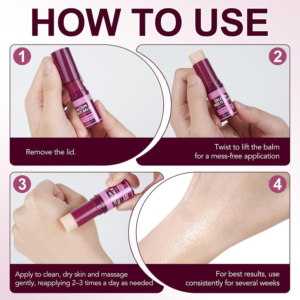 Calcium Multi Balm Stick, Calcium Volume Multi Balm Stick, Firming,Hydrating & Smoothing Collagen Moisturing Stick for Eyes, Face & Neck