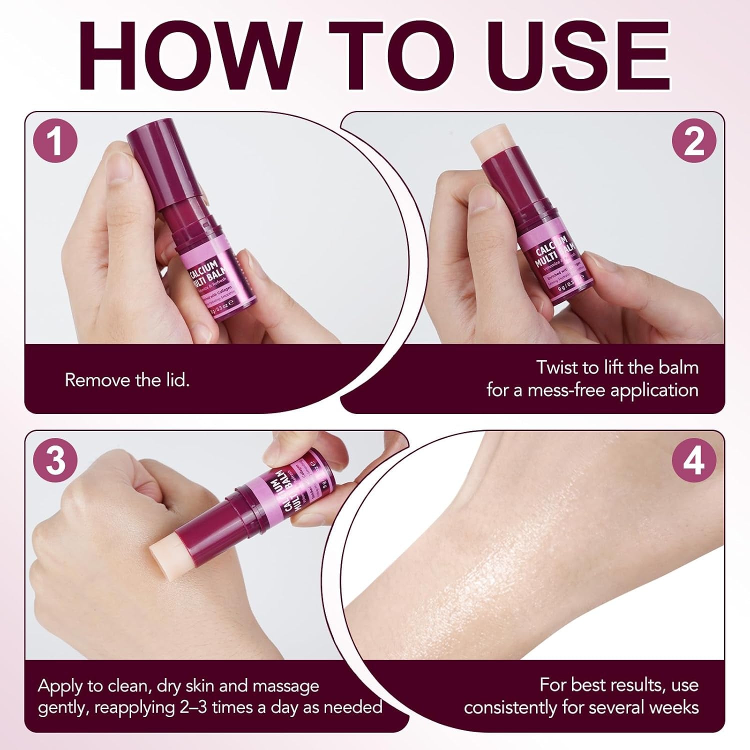 Calcium Multi Balm Stick, Calcium Volume Multi Balm Stick, Firming,Hydrating & Smoothing Collagen Moisturing Stick for Eyes, Face & Neck